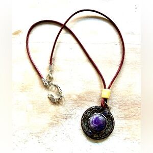 Amethyst and copper pendant necklace